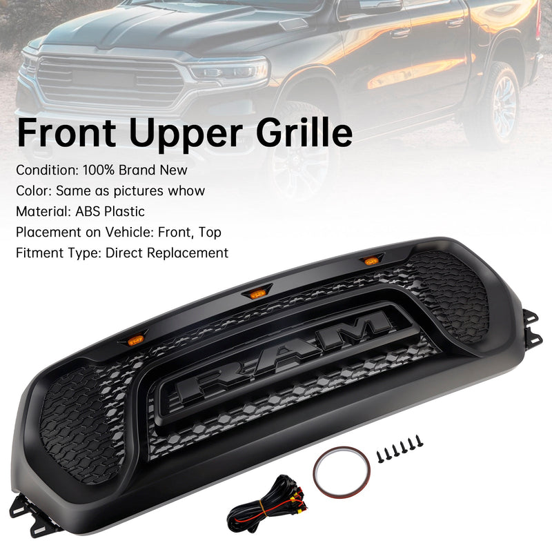 2019–2024 Dodge Ram 1500 Schwarzer Frontgrill in Wabenform für die obere Motorhaube