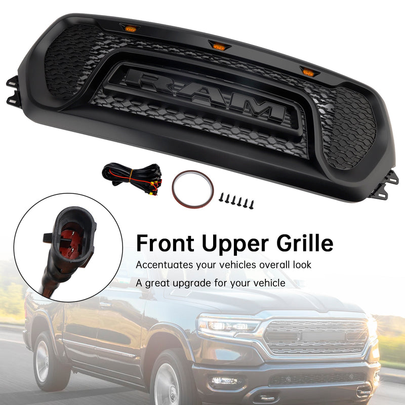 2019–2024 Dodge Ram 1500 Schwarzer Frontgrill in Wabenform für die obere Motorhaube