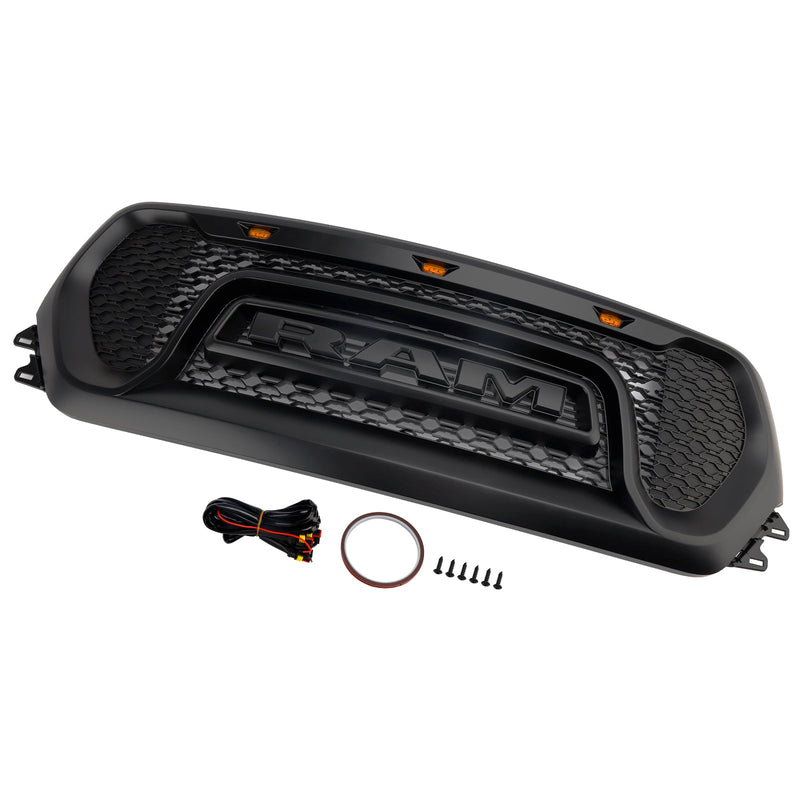 2019–2024 Dodge Ram 1500 Schwarzer Frontgrill in Wabenform für die obere Motorhaube