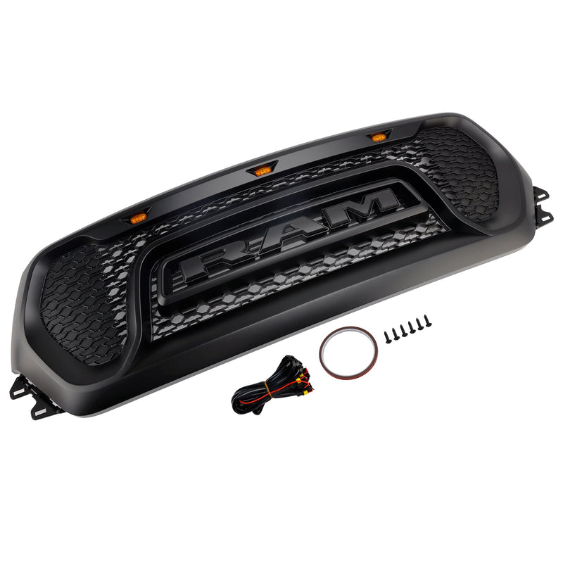 2019–2024 Dodge Ram 1500 Schwarzer Frontgrill in Wabenform für die obere Motorhaube