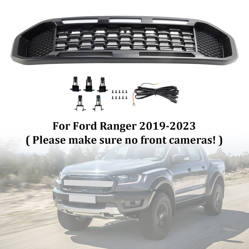 2019–2023 Ford Ranger T8 Musta etukerroksen baarigrilli LED-valolla
