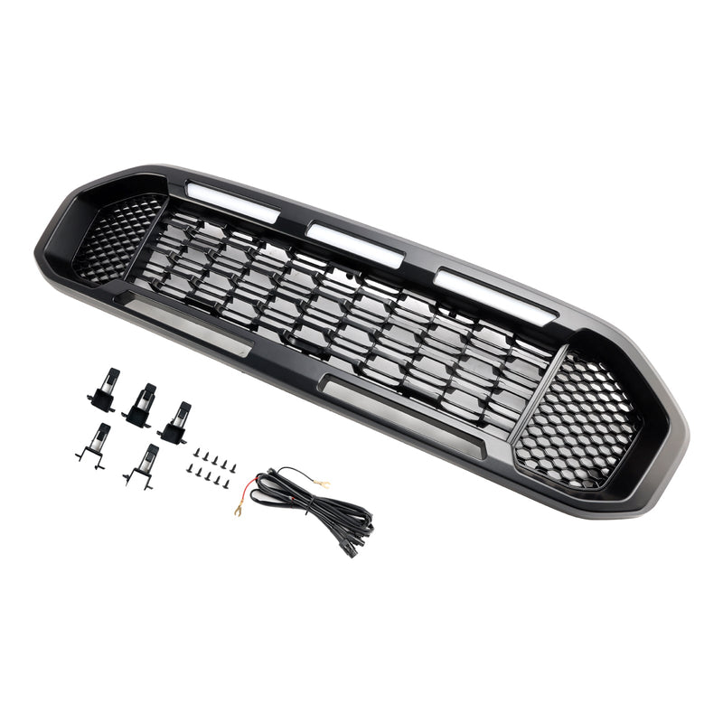 2019–2023 Ford Ranger T8 Musta etukerroksen baarigrilli LED-valolla