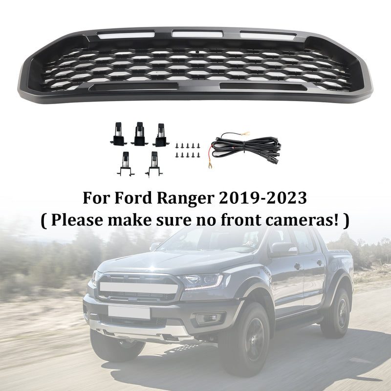 2019-2023 Ford Ranger T8 Etukerroksen baarigrilli, musta, LED-valolla