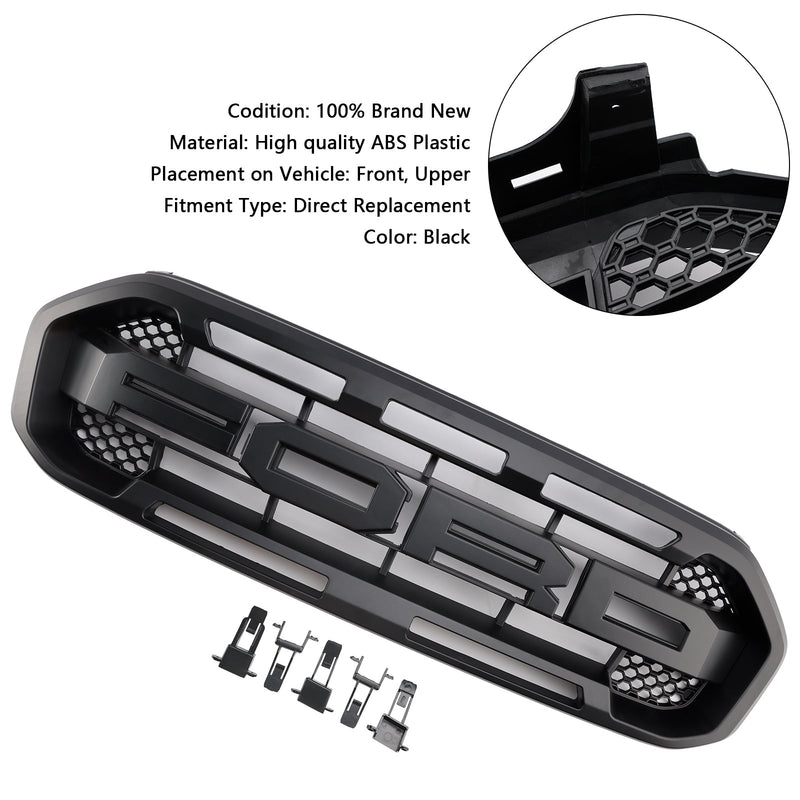 Raptor Style Front Bumper Grille Grill pro Ford Ranger 2019-2023 černá