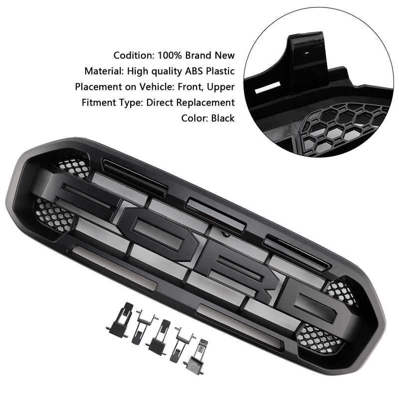 Černý přední gril ve stylu Raptor pro nárazník. Vhodné pro Ford Ranger 2019-2023.