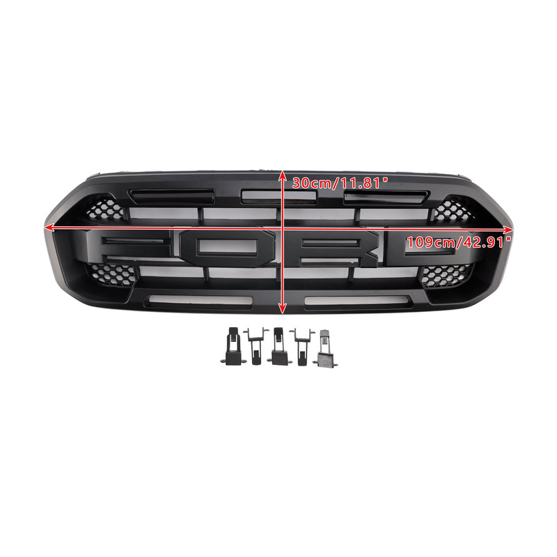 Černý přední gril ve stylu Raptor pro nárazník. Vhodné pro Ford Ranger 2019-2023.