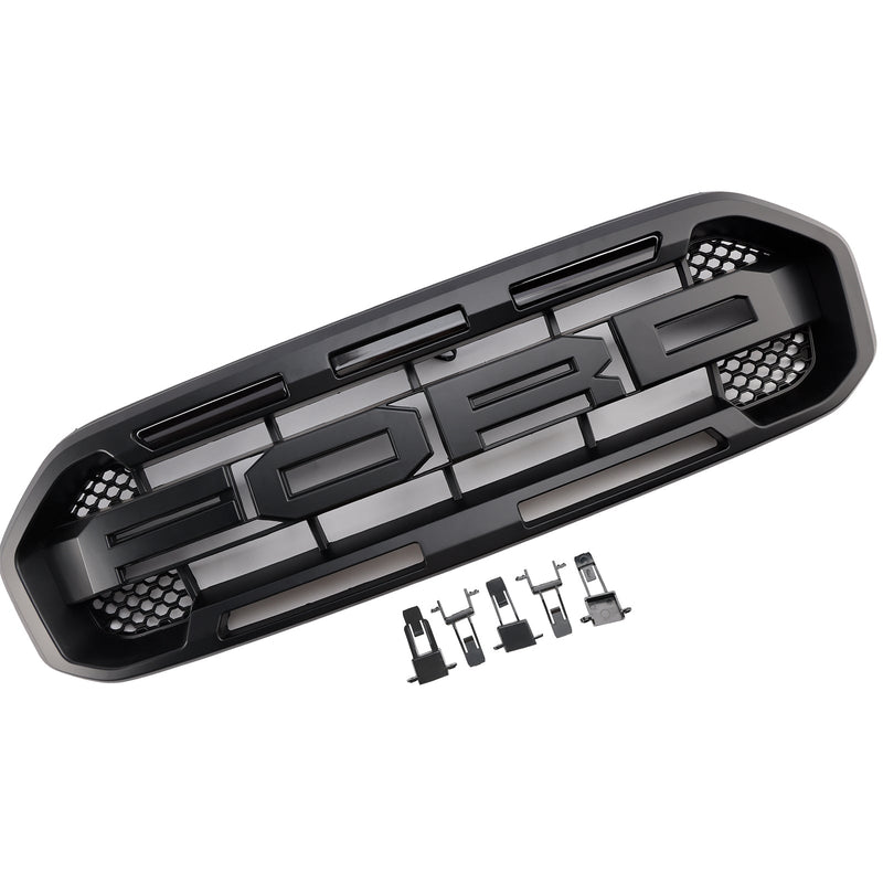 Černý přední gril ve stylu Raptor pro nárazník. Vhodné pro Ford Ranger 2019-2023.
