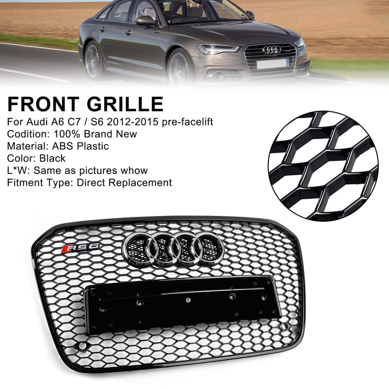 2012-2015 Audi A6 C7 S6 RS6 stil honeycomb grill for støtfanger foran