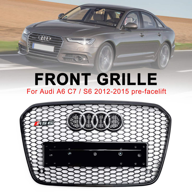 2012-2015 Audi A6 C7 S6 RS6 stil honeycomb grill for støtfanger foran