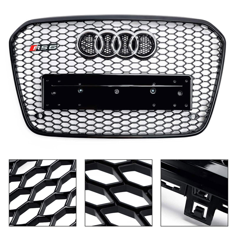 2012-2015 Audi A6 C7 S6 RS6 stil honeycomb grill for støtfanger foran