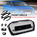 2017-2019 Audi A3 8V RS3 Style Honeycomb Mesh Front Bumper Grill Svart