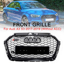 2017-2019 Audi A3 8V RS3 Style Honeycomb Grill Front Bumper Grill Svart
