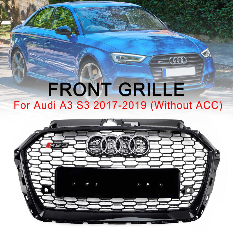 2017-2019 Audi A3 8V RS3 Style Honeycomb Mesh etupuskurin säleikkö musta