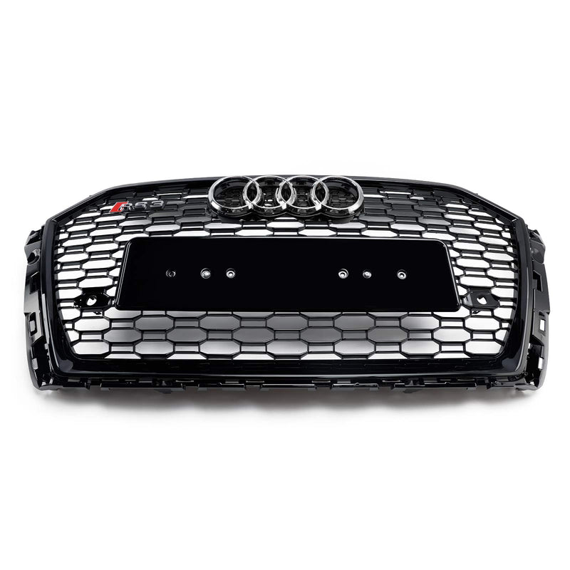 2017-2019 Audi A3 8V RS3 Style Honeycomb Mesh främre stötfångargrill Svart