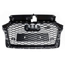 2017-2019 Audi A3 8V RS3 Style Honeycomb Grill Front Bumper Grill Svart