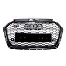 2017-2019 Audi A3 8V RS3 Style Honeycomb Grill Front Bumper Grill Svart