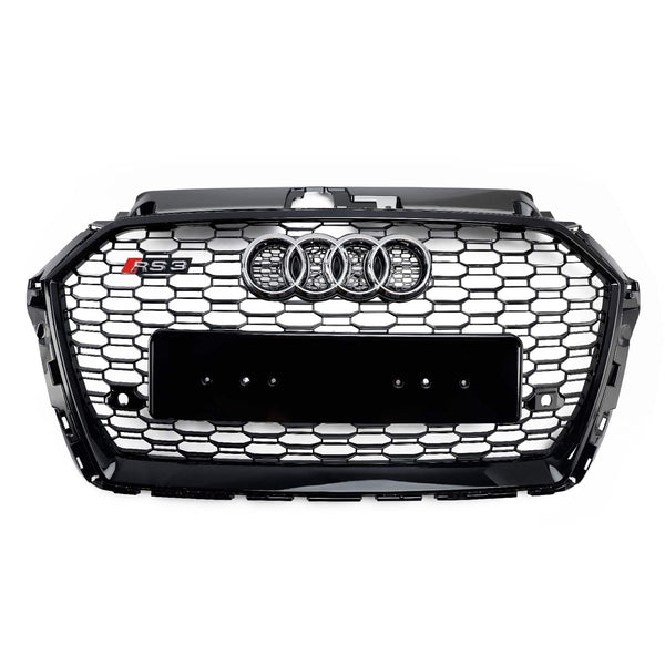 2017-2019 Audi A3 8V RS3 Style Honeycomb Mesh Front Bumper Grill Svart