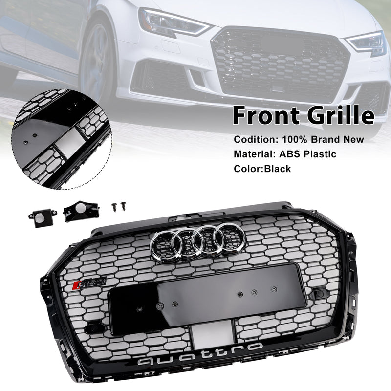 2017–2019 Audi A3 S3 W/ACC RS3 Style Waben-Kühlergrill, Schwarz