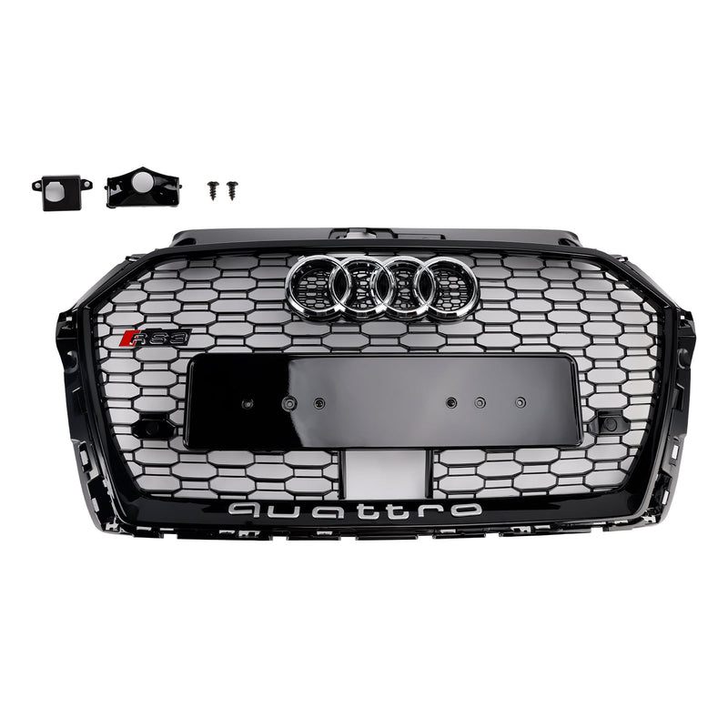 2017–2019 Audi A3 S3 W/ACC RS3 Style Waben-Kühlergrill, Schwarz
