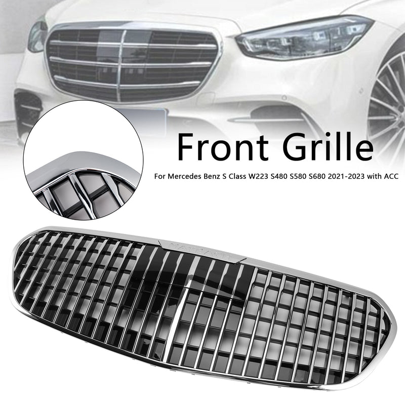 2021–2023 Mercedes Benz S-Klasse W223 S480 S580 S680 + Chrom-Frontgrill mit ACC