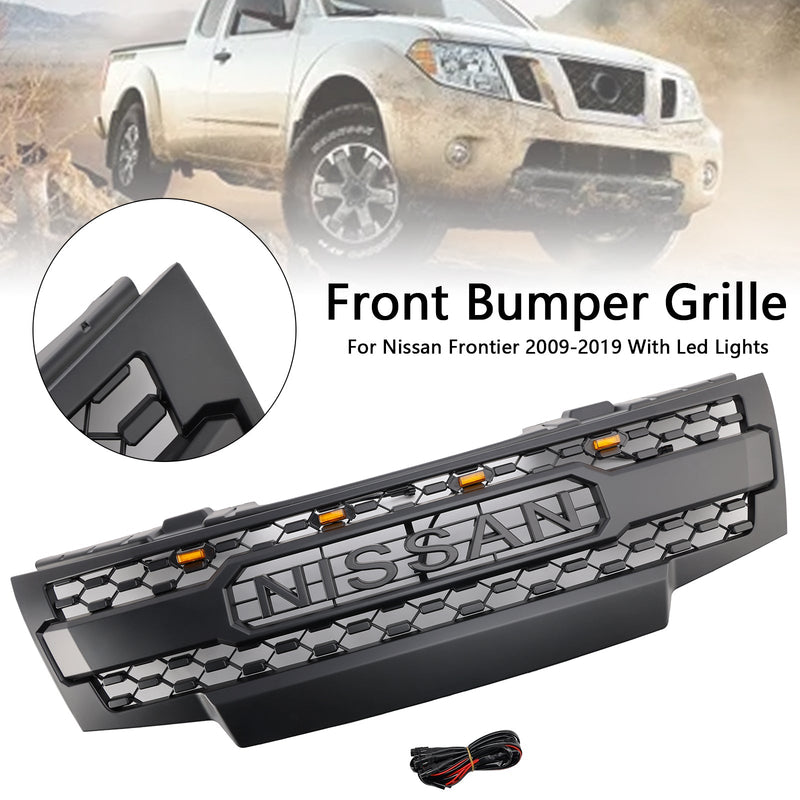 2009–2019 Nissan Frontier com luzes LED, grade preta do piso do piso da frente