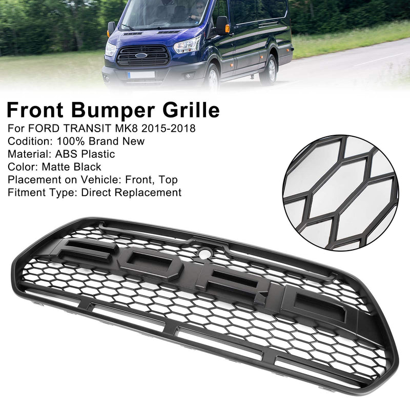 Mattsvart främre stötfångargrill Grill Passar Ford Transit MK8 2015-2018 Raptor