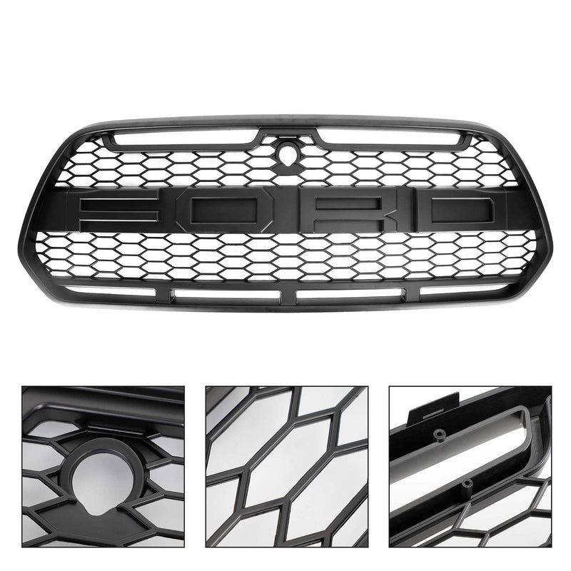 Mattsvart främre stötfångargrill Grill Passar Ford Transit MK8 2015-2018 Raptor