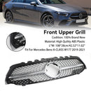 Mercedes-Benz A-sarja W177 2019-2021 Diamond-kuvioinen etupuskurin maski, musta/kromi