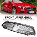 Mercedes-Benz A-sarja W177 2019-2021 Diamond-kuvioinen etupuskurin maski, musta/kromi