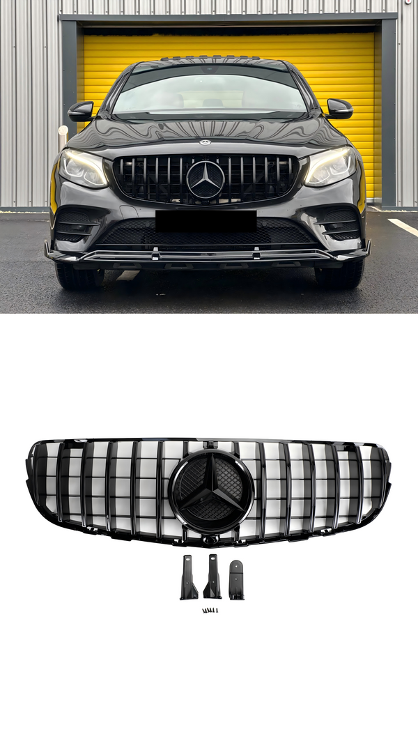 Mercedes Benz GLC X253 C253 2015-2019 Frontstoßstangengrill Grill schwarz glänzend