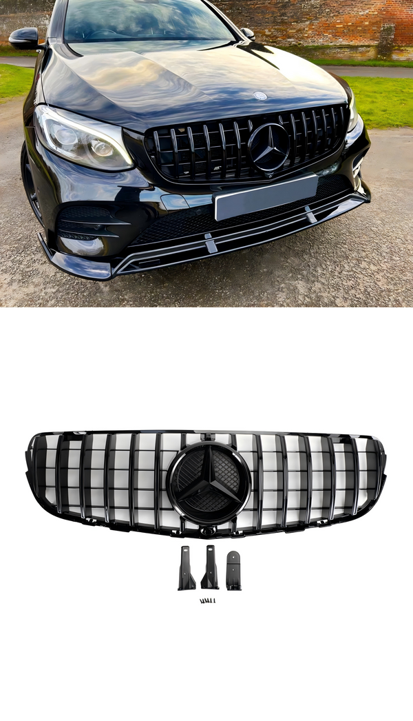 GLC X253 C253 Frontstoßstangengrill (2015-2019) - Premium schwarzer Grill mit Hochglanz