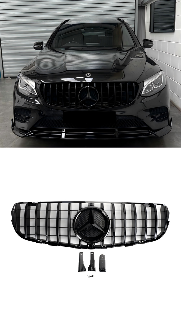 Mercedes Benz GLC X253 C253 2015-2019 grade do pára-choque dianteiro preto brilhante