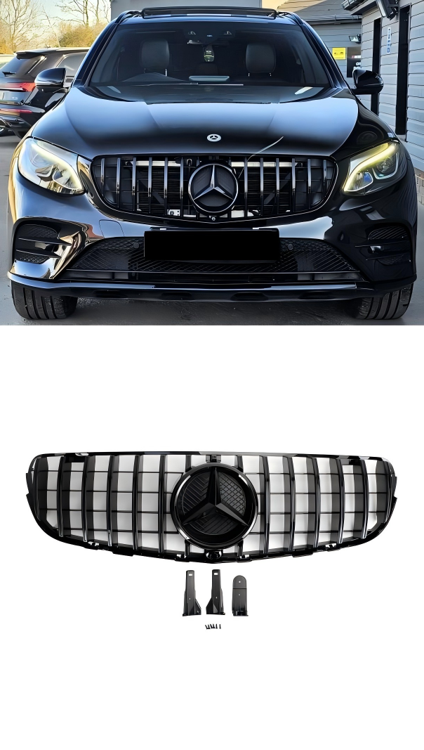 Mercedes Benz GLC X253 C253 2015-2019 etupuskurin säleikkö kiiltävä musta
