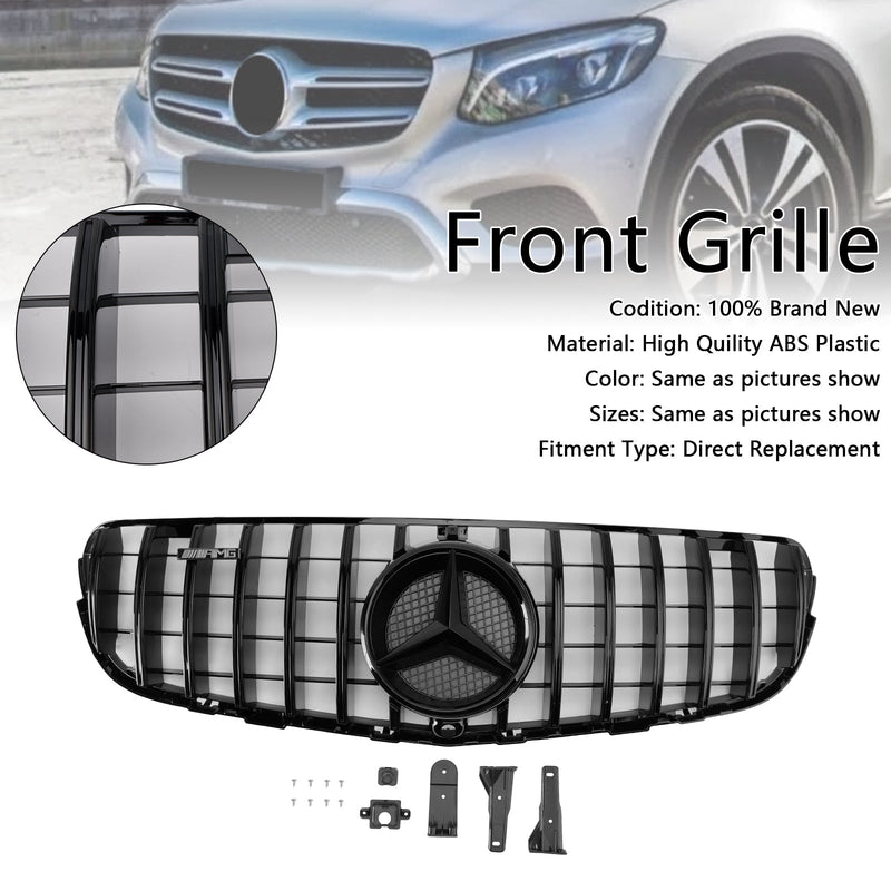 2015–2019 Mercedes Benz GLC X253 C253 Frontstoßstangengrill, Schwarz glänzend
