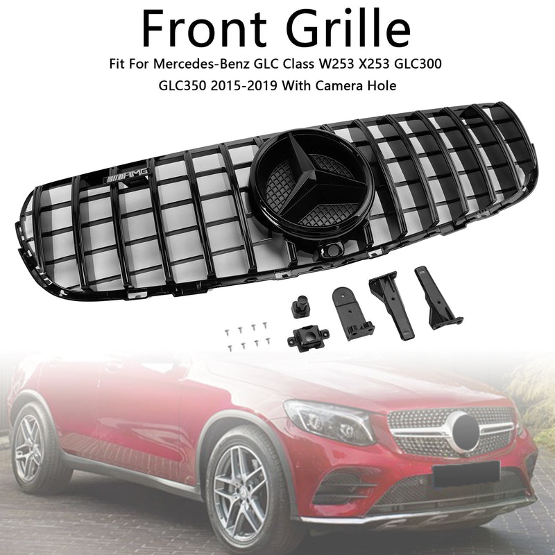 2015–2019 Mercedes Benz GLC X253 C253 Frontstoßstangengrill, Schwarz glänzend