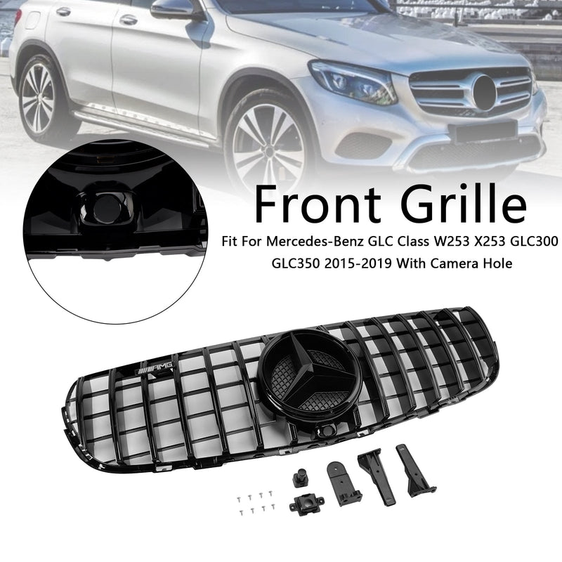 2015–2019 Mercedes Benz GLC X253 C253 Frontstoßstangengrill, Schwarz glänzend