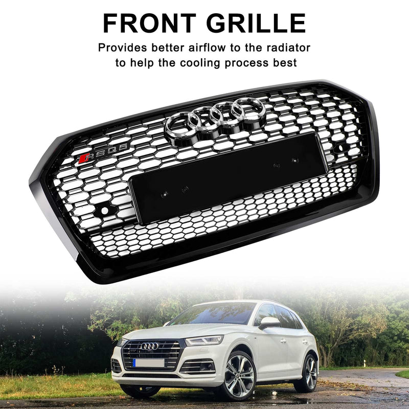 RSQ5 Style Front Honeycomb Mesh Grill Grille Fit Audi Q5 SQ5 2018-2020