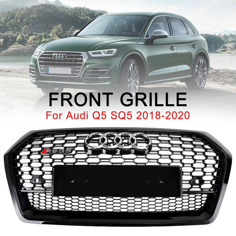 RSQ5 Style Front Honeycomb Mesh Grill Grille Fit Audi Q5 SQ5 2018-2020