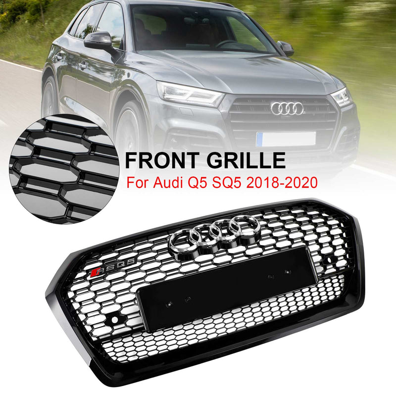 RSQ5 Style Front Honeycomb Mesh Grill Grille Fit Audi Q5 SQ5 2018-2020