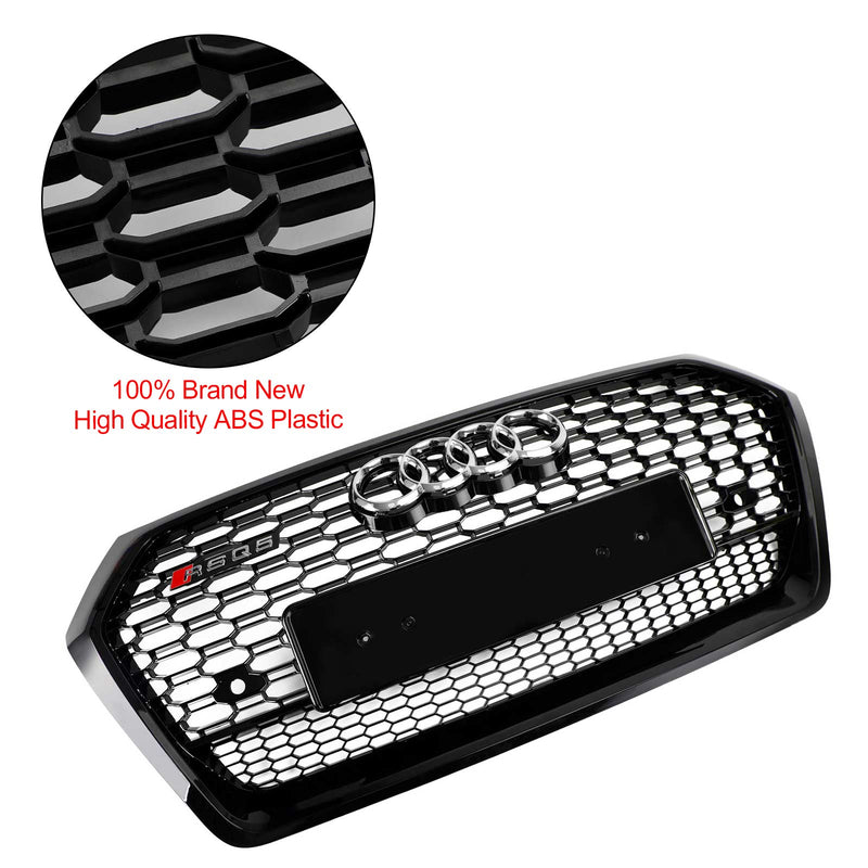 RSQ5 Style Front Honeycomb Mesh Grill Grille Fit Audi Q5 SQ5 2018-2020