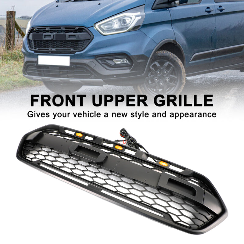 Matte Black Front Bumper Grille für Ford Transit Custom Trail 2018-2023 W/ 3LED