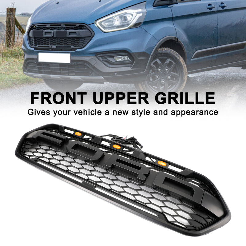 Rejilla de parachoques delantero negro mate para Ford Transit Custom Trail 2018-2023 W/ 3LED