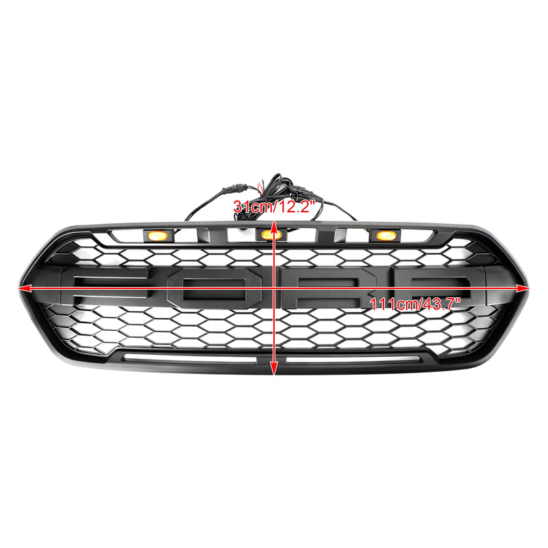 Matowa czarna kratka przedniego zderzaka do Forda Transita Custom Trail 2018-2023 z 3LED