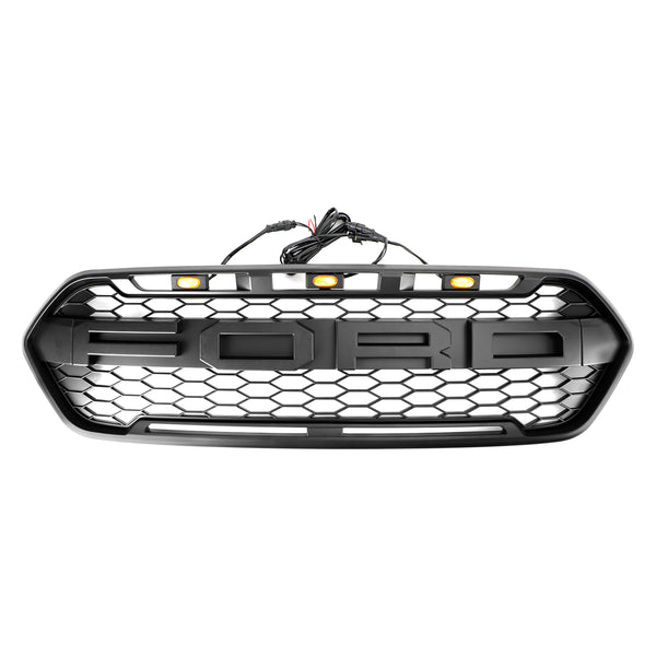 Mattschwarzer Frontgrill mit 3 LED für Ford Transit Custom Trail 2018-2023