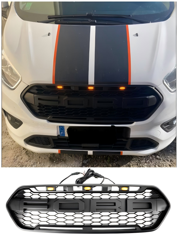 Mattes Schwarz Frontstoßstange Kühlergrill Für Ford Transit Custom 2018-2023 Raptor Style