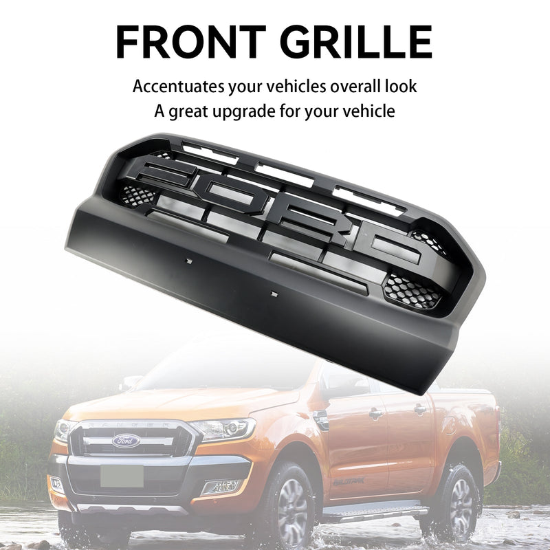 2015–2019 Ford Ranger T7 Mattschwarzer Frontgrill im Ranger Raptor-Stil