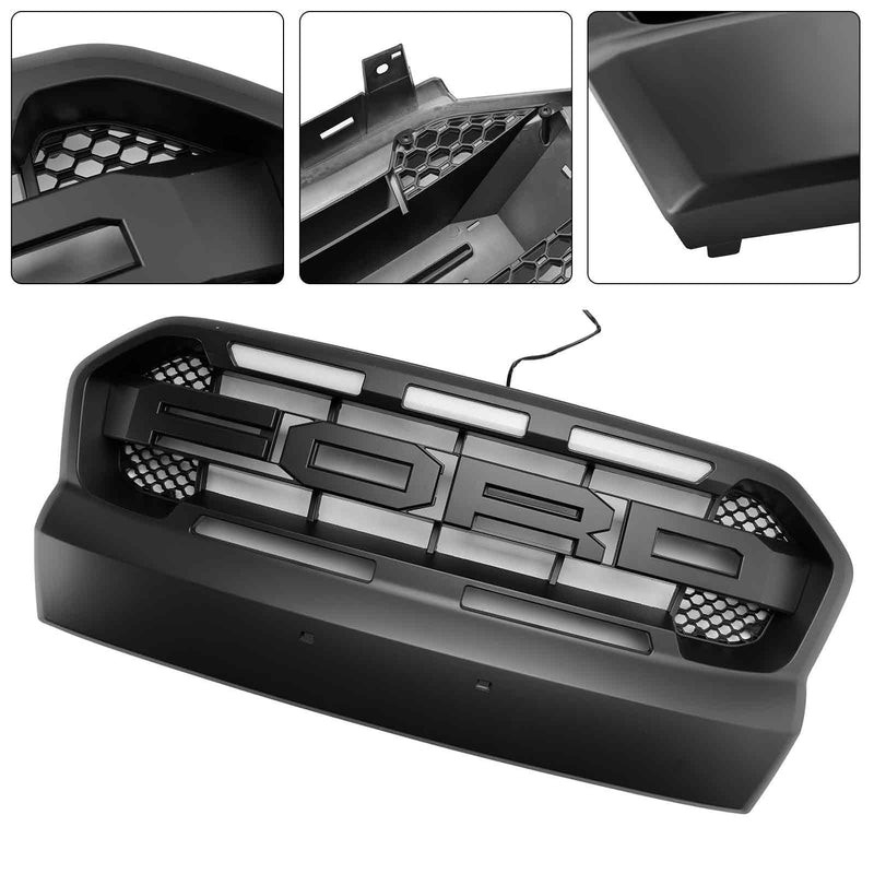 Mřížka předního nárazníku ve stylu Raptor pro Ford Ranger 2015-2019 T7 s LED