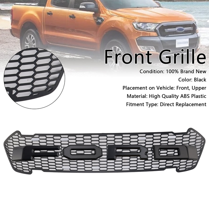 Matt -Black Front -Floor Bar Grill pro Ford Ranger 2015–2019 T7 s LED
