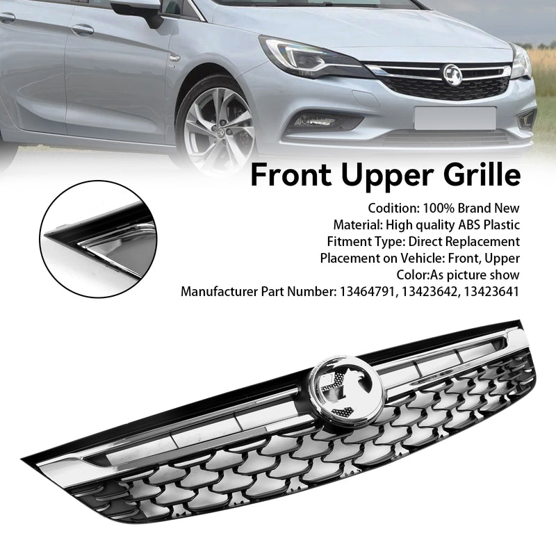 Svart Krom Front Bumper Grill för Opel Astra K 2015-2019 Facelift