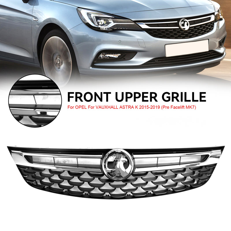 Svart Krom Front Bumper Grill för Opel Astra K 2015-2019 Facelift